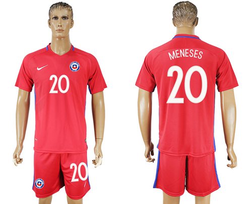 Chile #20 Meneses Home Soccer Country Jersey